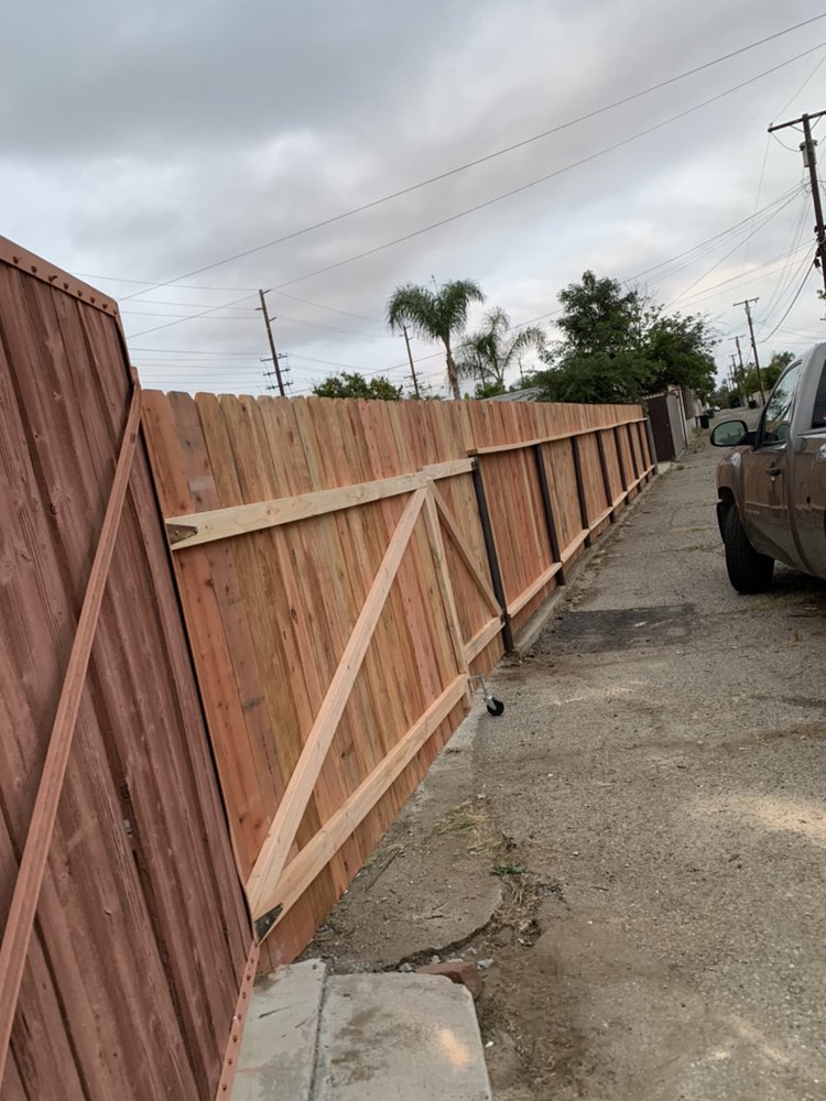 New wood fence installation